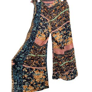 Jaase Bohemian Festival Floral Color Block Wide Leg Pants